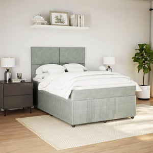 Κρεβάτι Boxspring με Στρώμα Ανοιχτό Γκρι 160x200 εκ. Βελούδινο - Pakobazaar