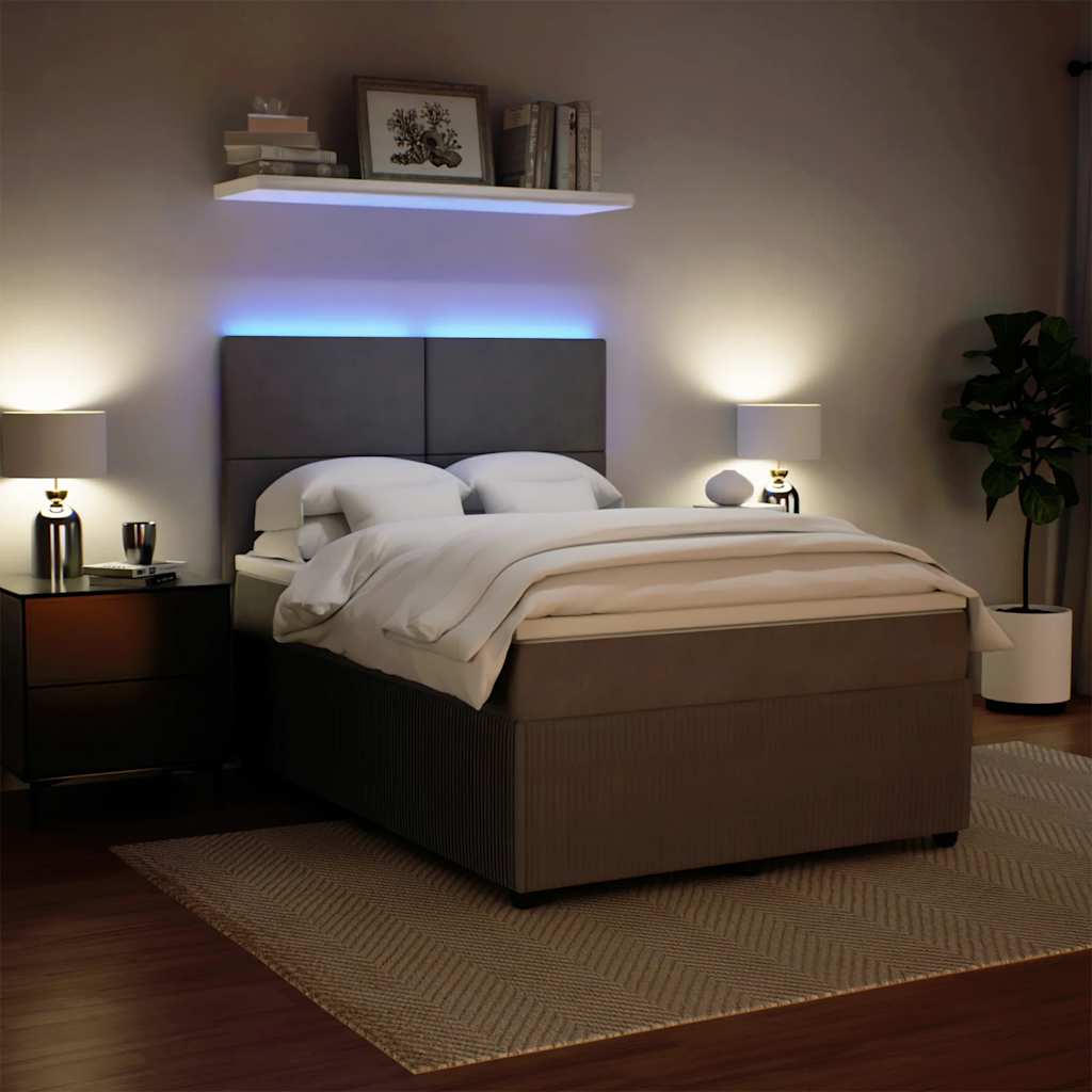 Κρεβάτι Boxspring με Στρώμα Ανοιχτό Γκρι 160x200 εκ. Βελούδινο - Pakobazaar