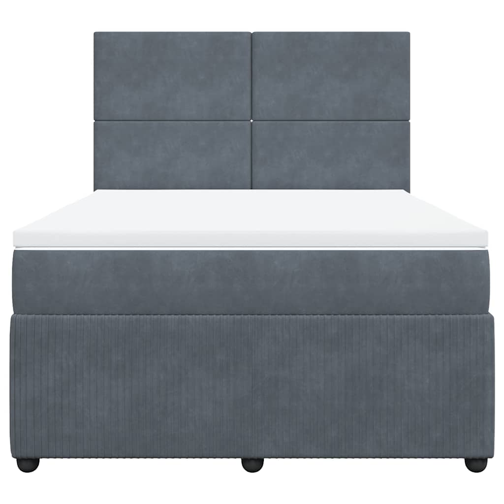 Κρεβάτι Boxspring με Στρώμα Σκούρο Γκρι 160x200 εκ. Βελούδινο - Pakobazaar