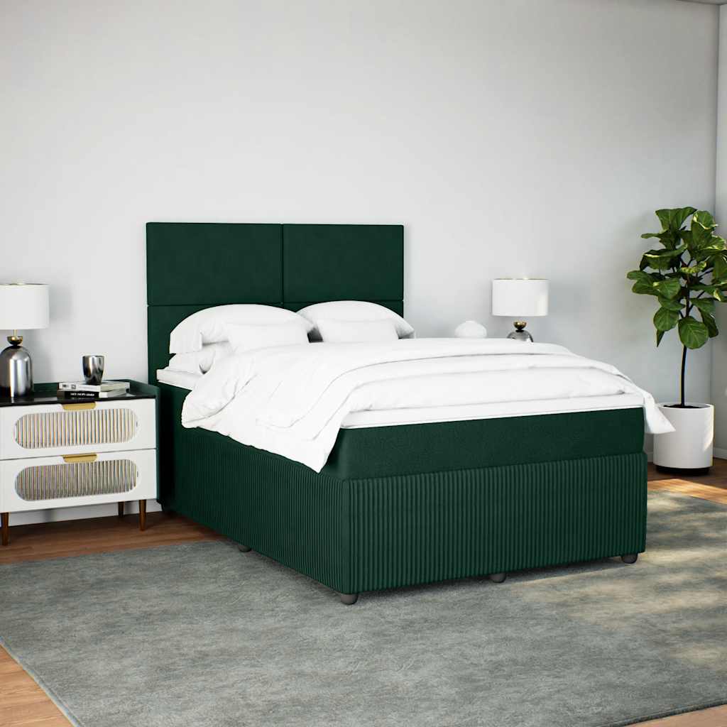 Κρεβάτι Boxspring με Στρώμα Σκούρο Πράσινο 160x200εκ. Βελούδινο - Pakobazaar
