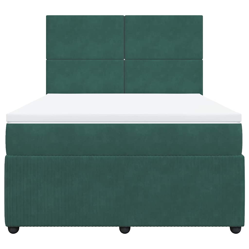 Κρεβάτι Boxspring με Στρώμα Σκούρο Πράσινο 160x200εκ. Βελούδινο - Pakobazaar