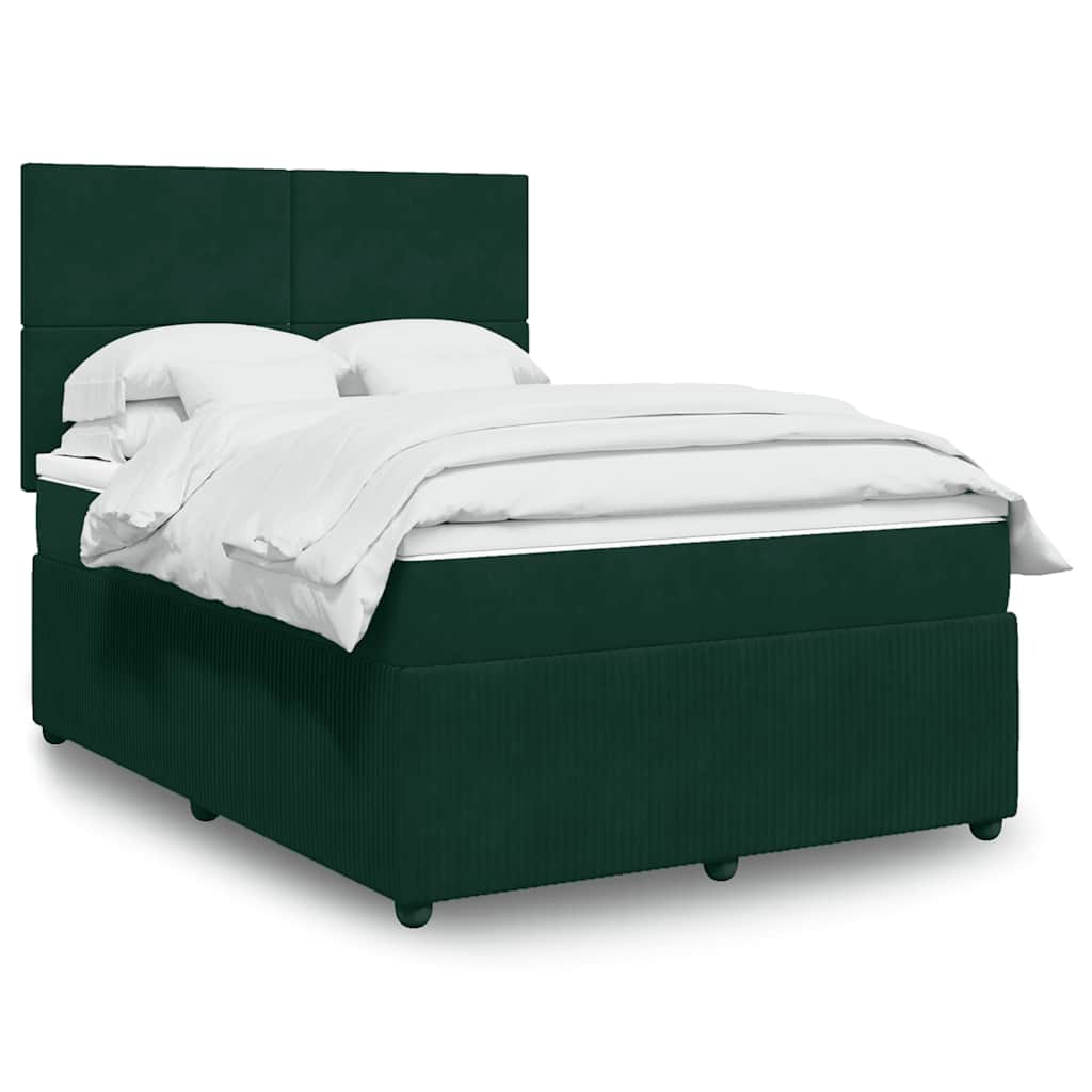 Κρεβάτι Boxspring με Στρώμα Σκούρο Πράσινο 160x200εκ. Βελούδινο - Pakobazaar