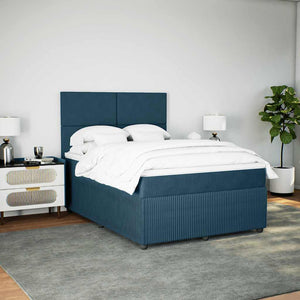 Κρεβάτι Boxspring με Στρώμα Μπλε 160x200 εκ. Βελούδινο - Pakobazaar