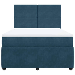 Κρεβάτι Boxspring με Στρώμα Μπλε 160x200 εκ. Βελούδινο - Pakobazaar