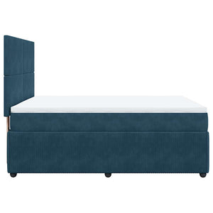Κρεβάτι Boxspring με Στρώμα Μπλε 160x200 εκ. Βελούδινο - Pakobazaar