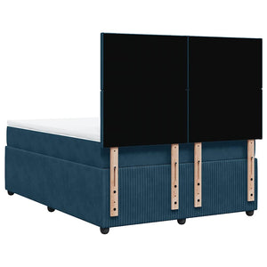 Κρεβάτι Boxspring με Στρώμα Μπλε 160x200 εκ. Βελούδινο - Pakobazaar