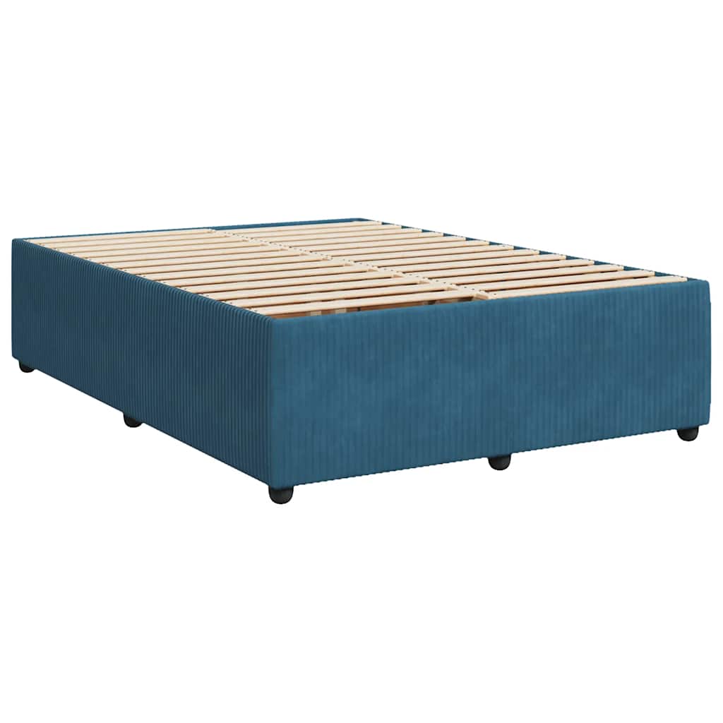 Κρεβάτι Boxspring με Στρώμα Μπλε 160x200 εκ. Βελούδινο - Pakobazaar