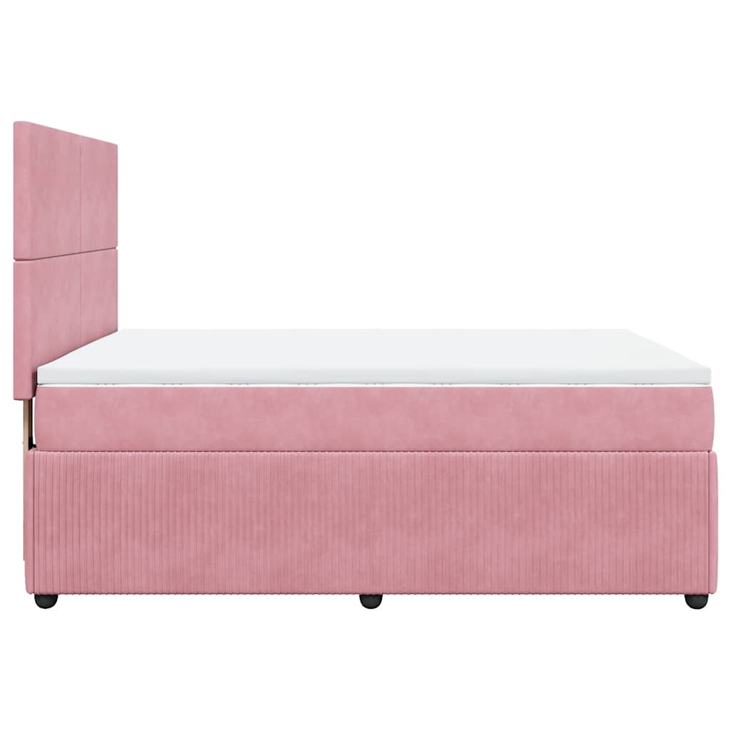 Κρεβάτι Boxspring με Στρώμα Ροζ 160x200 εκ. Βελούδινο - Pakobazaar