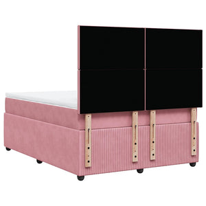 Κρεβάτι Boxspring με Στρώμα Ροζ 160x200 εκ. Βελούδινο - Pakobazaar