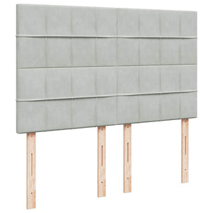 Κρεβάτι Boxspring με Στρώμα Ανοιχτό Γκρι 160x200 εκ. Βελούδινο - Pakobazaar
