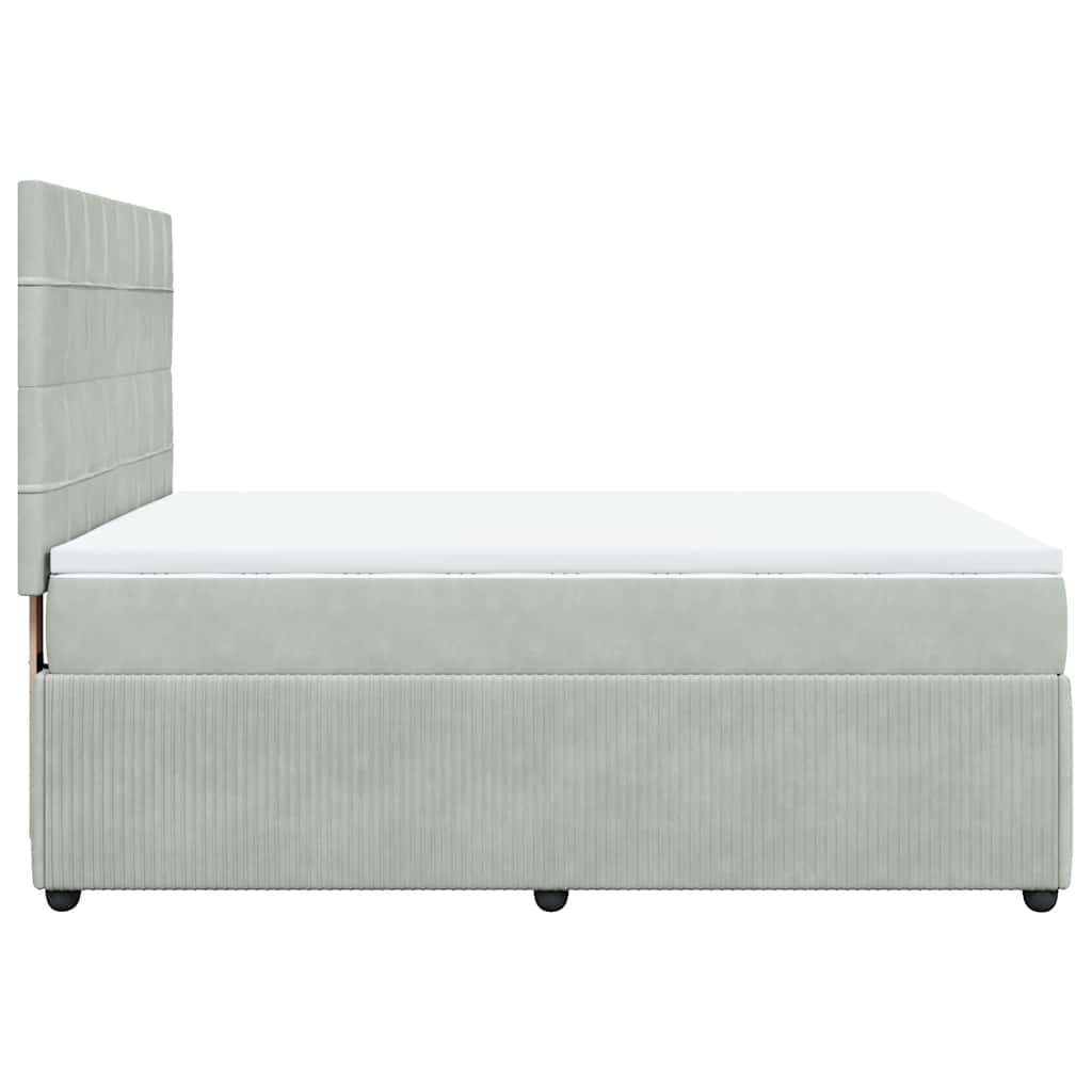 Κρεβάτι Boxspring με Στρώμα Ανοιχτό Γκρι 160x200 εκ. Βελούδινο - Pakobazaar