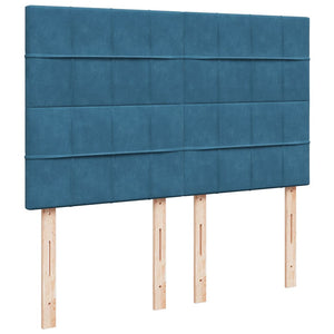 Κρεβάτι Boxspring με Στρώμα Μπλε 160x200 εκ. Βελούδινο - Pakobazaar