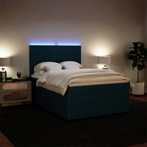 Κρεβάτι Boxspring με Στρώμα Μπλε 160x200 εκ. Βελούδινο - Pakobazaar