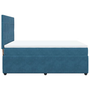 Κρεβάτι Boxspring με Στρώμα Μπλε 160x200 εκ. Βελούδινο - Pakobazaar