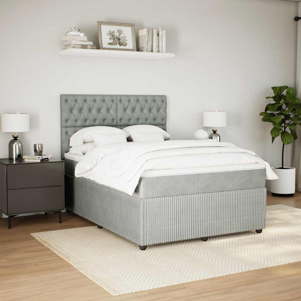 Κρεβάτι Boxspring με Στρώμα Ανοιχτό Γκρι 160x200 εκ. Βελούδινο - Pakobazaar