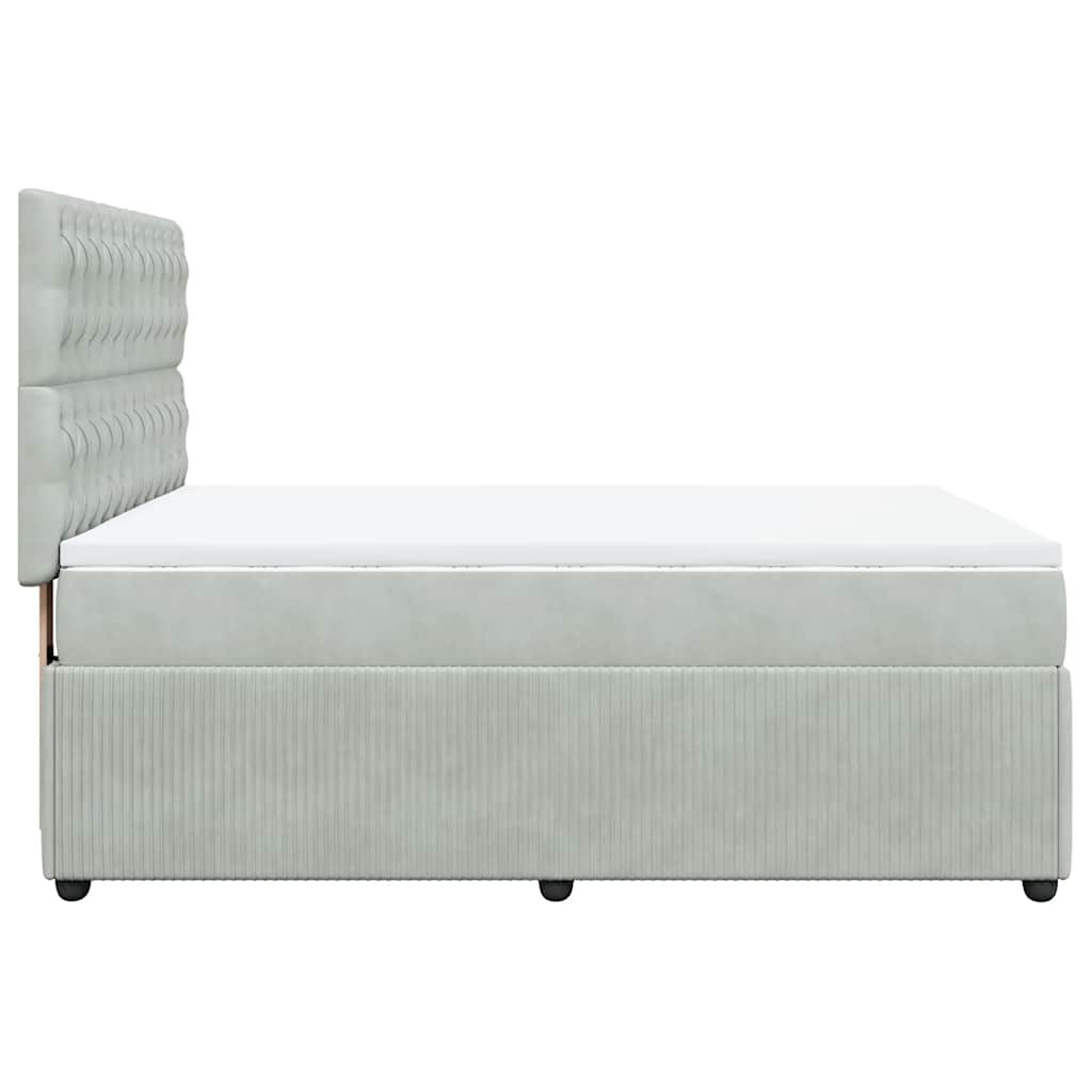 Κρεβάτι Boxspring με Στρώμα Ανοιχτό Γκρι 160x200 εκ. Βελούδινο - Pakobazaar