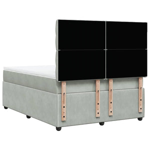 Κρεβάτι Boxspring με Στρώμα Ανοιχτό Γκρι 160x200 εκ. Βελούδινο - Pakobazaar