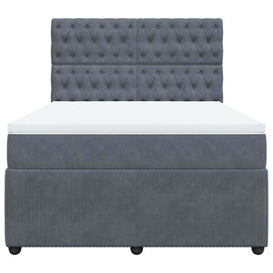 Κρεβάτι Boxspring με Στρώμα Σκούρο Γκρι 160x200 εκ. Βελούδινο - Pakobazaar