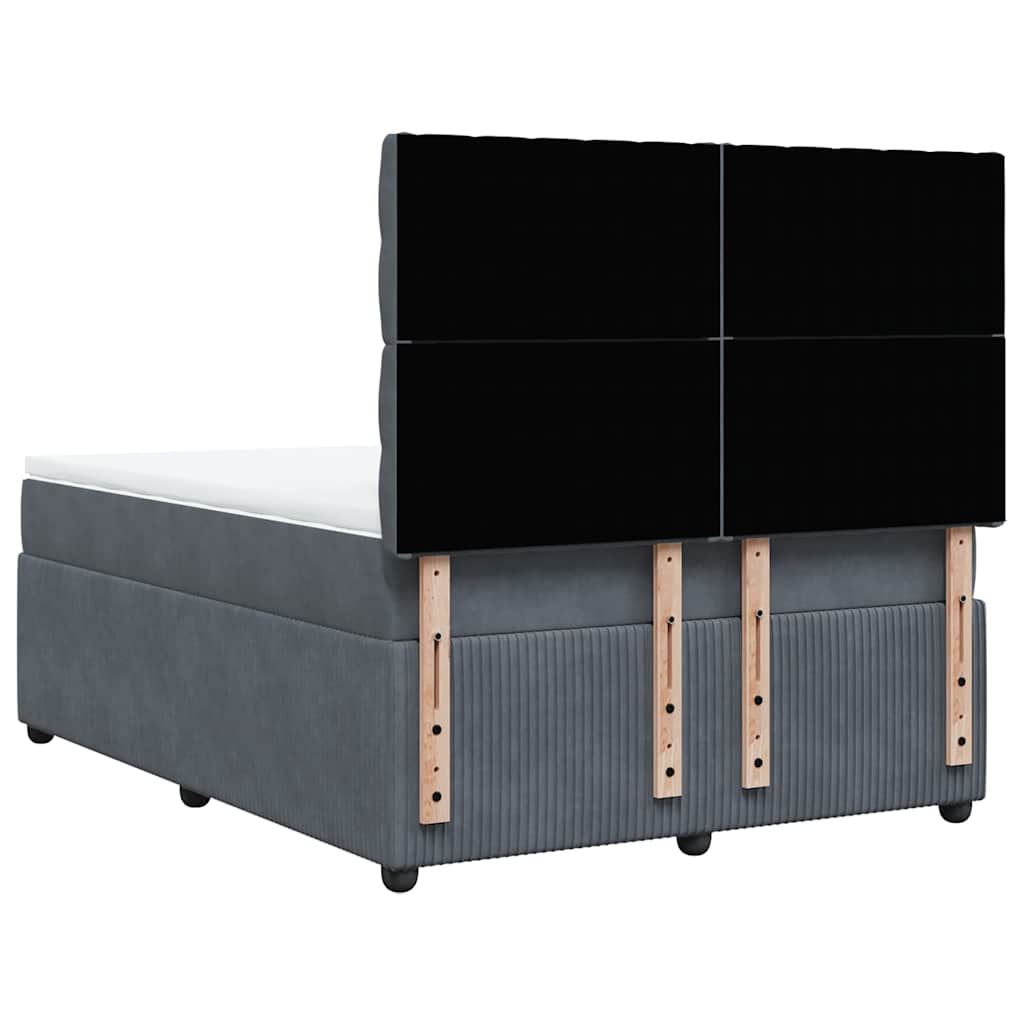 Κρεβάτι Boxspring με Στρώμα Σκούρο Γκρι 160x200 εκ. Βελούδινο - Pakobazaar