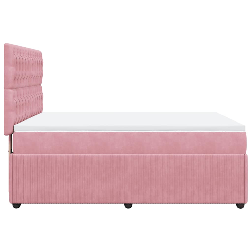 Κρεβάτι Boxspring με Στρώμα Ροζ 160x200 εκ. Βελούδινο - Pakobazaar