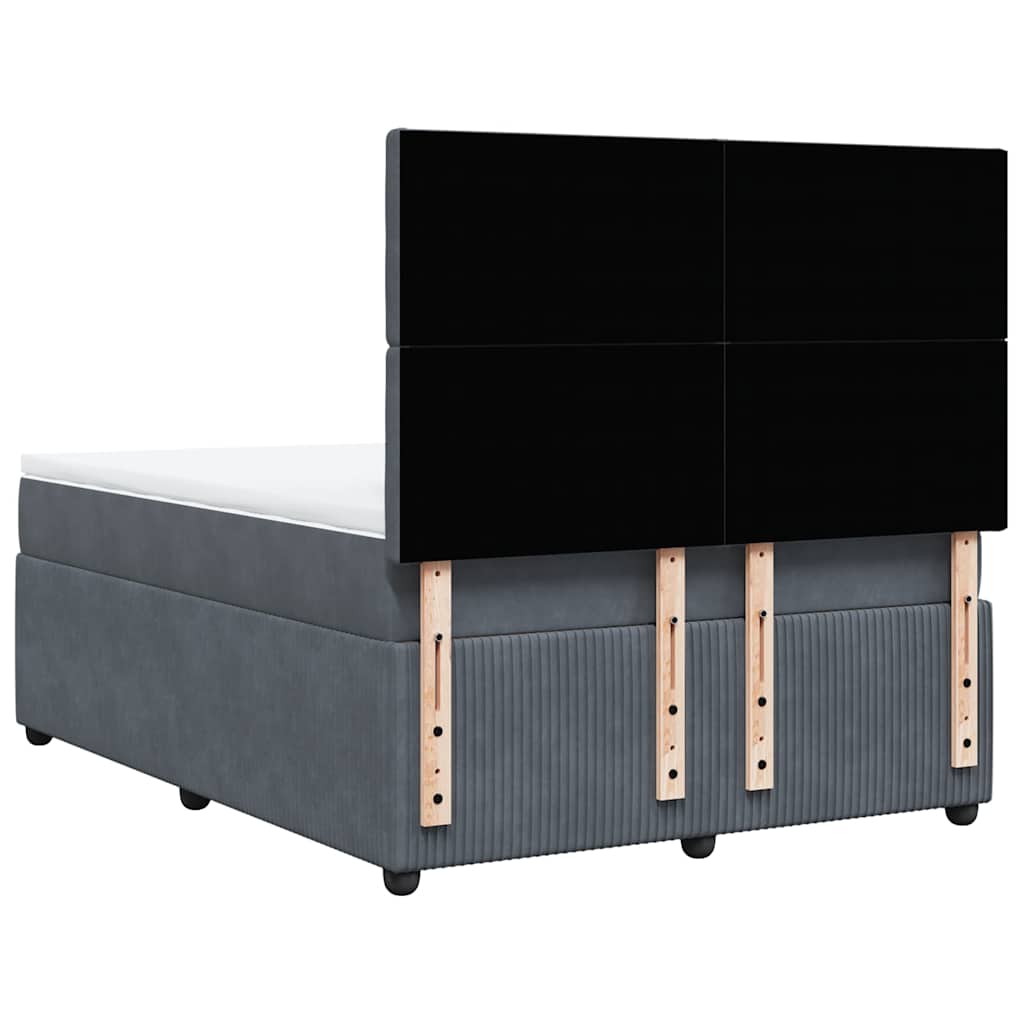 Κρεβάτι Boxspring με Στρώμα Σκούρο Γκρι 160x200 εκ. Βελούδινο - Pakobazaar