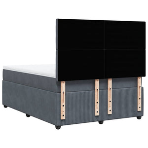 Κρεβάτι Boxspring με Στρώμα Σκούρο Γκρι 160x200 εκ. Βελούδινο - Pakobazaar