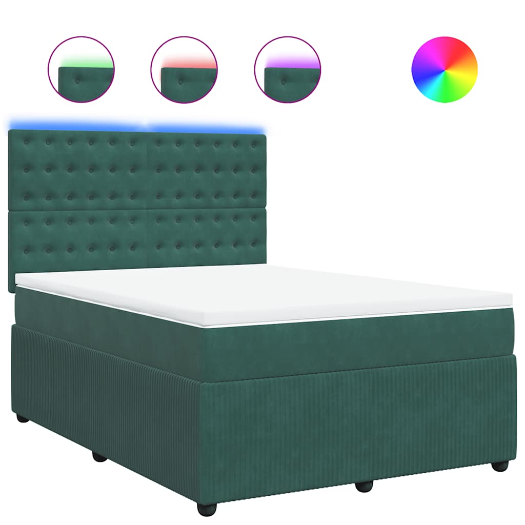 Κρεβάτι Boxspring με Στρώμα Σκούρο Πράσινο 160x200εκ. Βελούδινο - Pakobazaar
