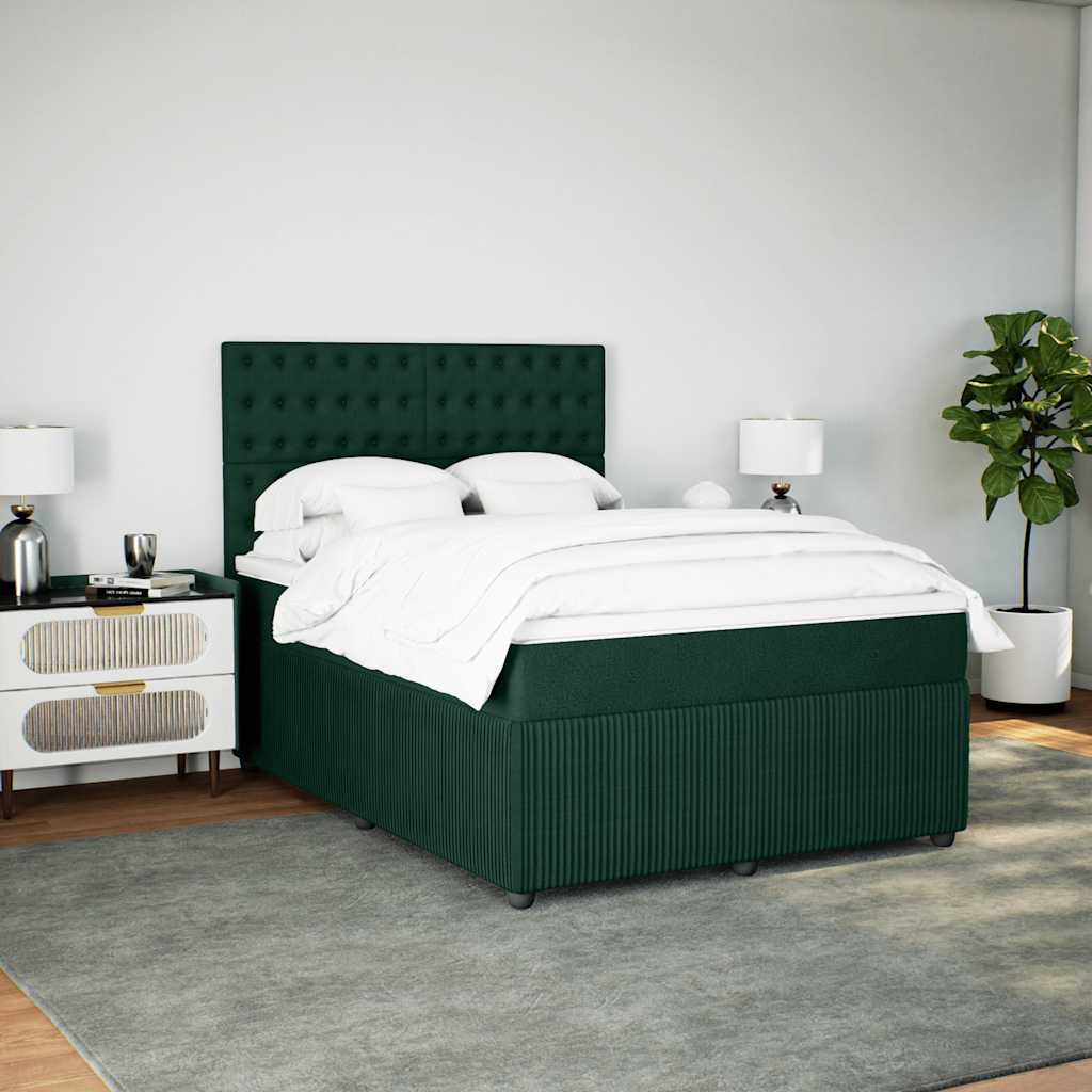 Κρεβάτι Boxspring με Στρώμα Σκούρο Πράσινο 160x200εκ. Βελούδινο - Pakobazaar