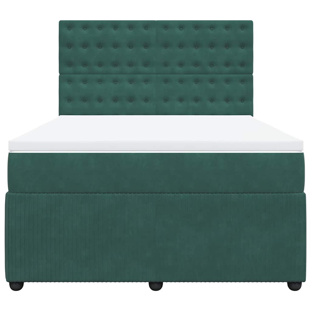 Κρεβάτι Boxspring με Στρώμα Σκούρο Πράσινο 160x200εκ. Βελούδινο - Pakobazaar