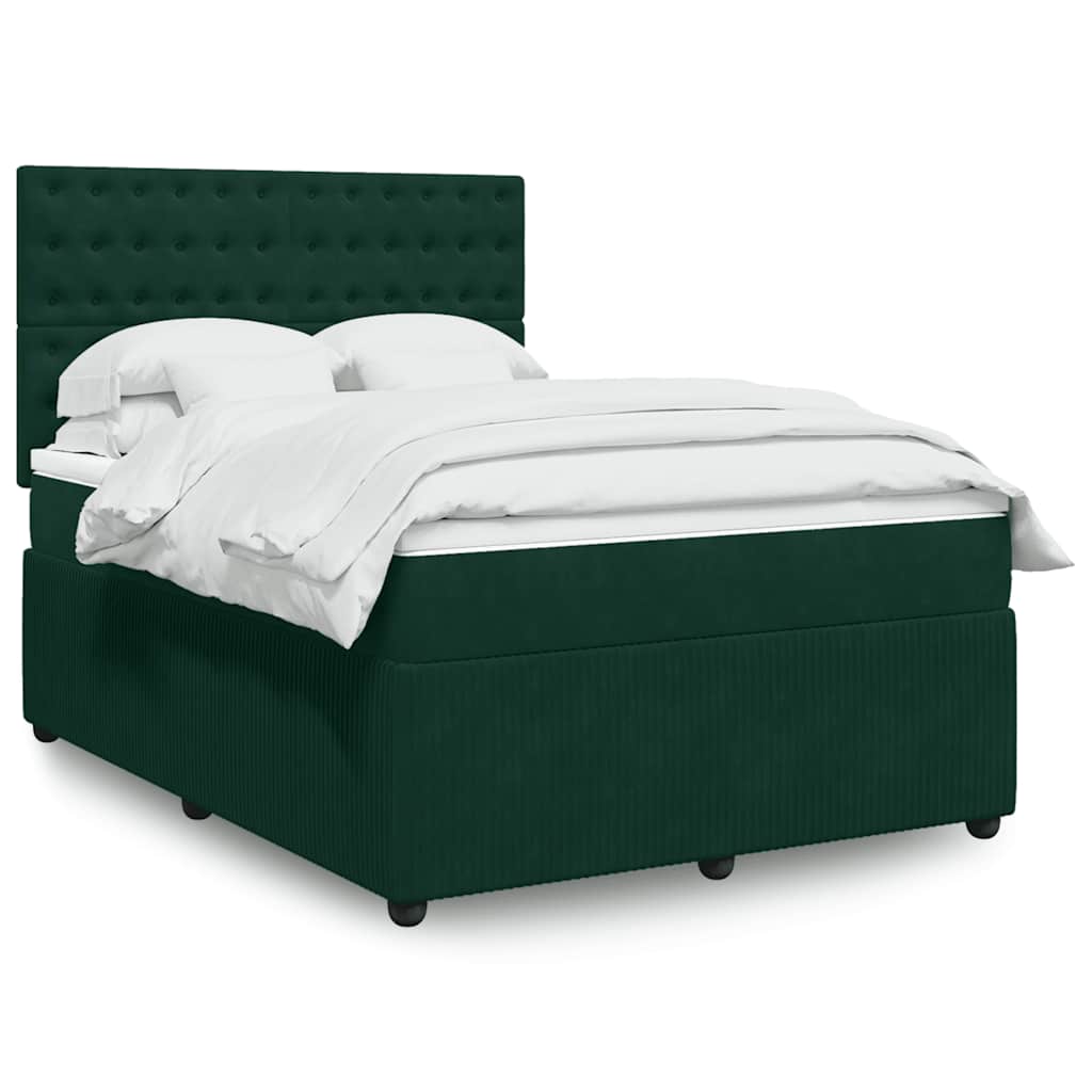 Κρεβάτι Boxspring με Στρώμα Σκούρο Πράσινο 160x200εκ. Βελούδινο - Pakobazaar