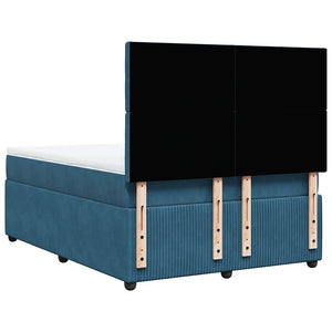 Κρεβάτι Boxspring με Στρώμα Μπλε 160x200 εκ. Βελούδινο - Pakobazaar