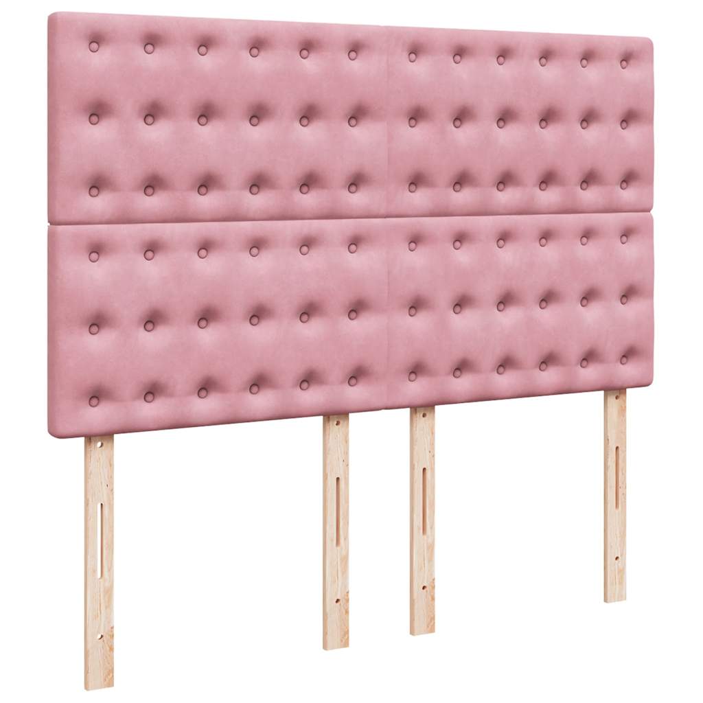 Κρεβάτι Boxspring με Στρώμα Ροζ 160x200 εκ. Βελούδινο - Pakobazaar