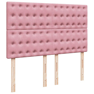 Κρεβάτι Boxspring με Στρώμα Ροζ 160x200 εκ. Βελούδινο - Pakobazaar