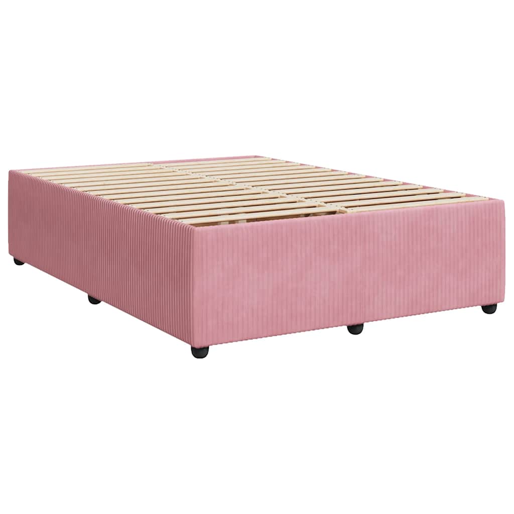 Κρεβάτι Boxspring με Στρώμα Ροζ 160x200 εκ. Βελούδινο - Pakobazaar