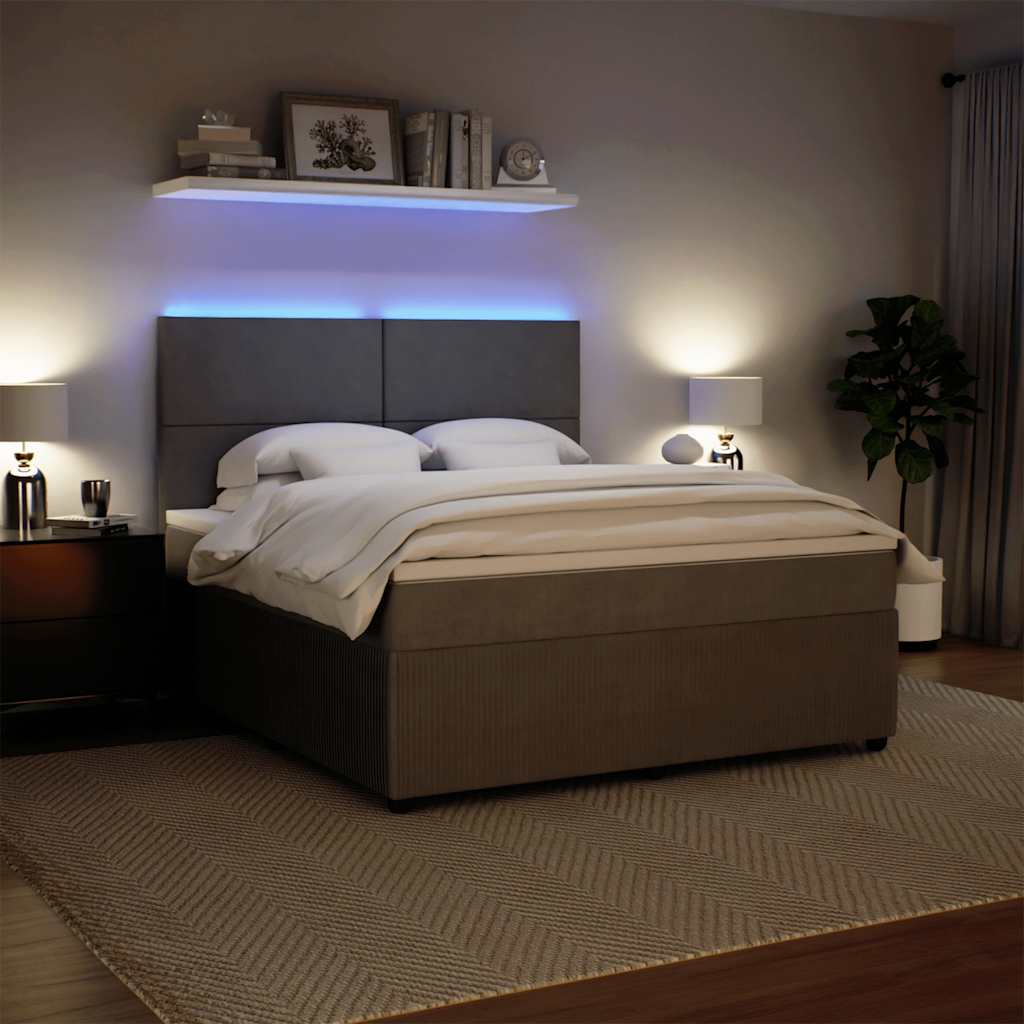 Κρεβάτι Boxspring με Στρώμα Ανοιχτό Γκρι 180x200 εκ. Βελούδινο - Pakobazaar