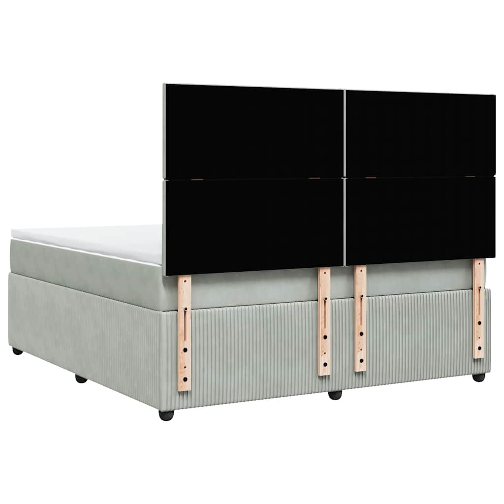 Κρεβάτι Boxspring με Στρώμα Ανοιχτό Γκρι 180x200 εκ. Βελούδινο - Pakobazaar