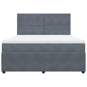 Κρεβάτι Boxspring με Στρώμα Σκούρο Γκρι 180x200 εκ. Βελούδινο - Pakobazaar