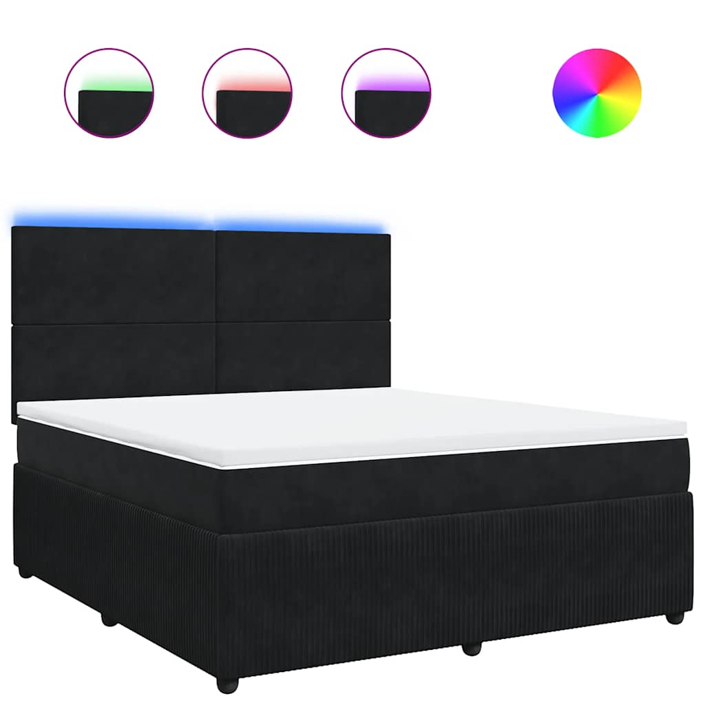 Κρεβάτι Boxspring με Στρώμα Μαύρο 180x200 εκ. Βελούδινο - Pakobazaar