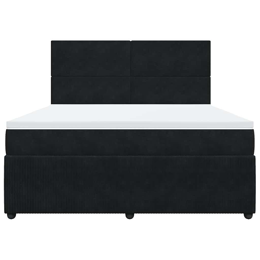 Κρεβάτι Boxspring με Στρώμα Μαύρο 180x200 εκ. Βελούδινο - Pakobazaar