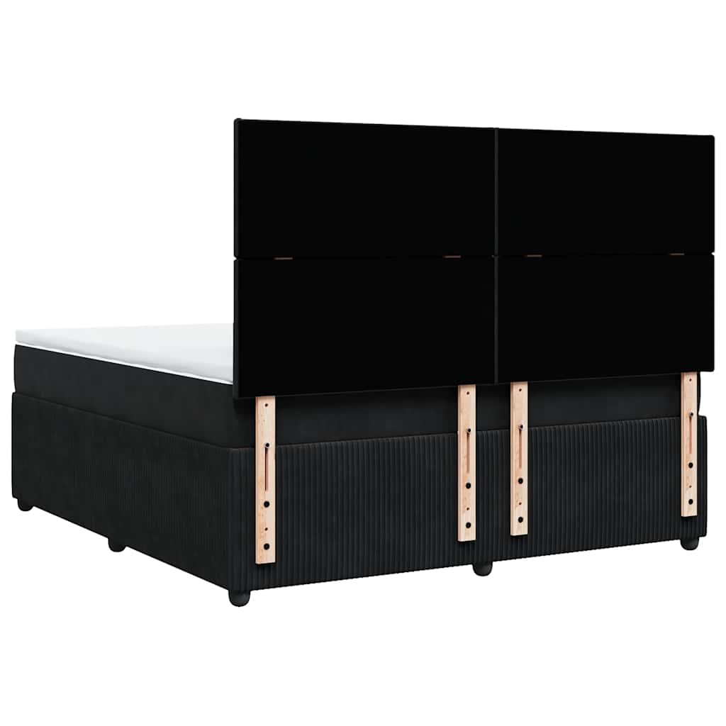 Κρεβάτι Boxspring με Στρώμα Μαύρο 180x200 εκ. Βελούδινο - Pakobazaar