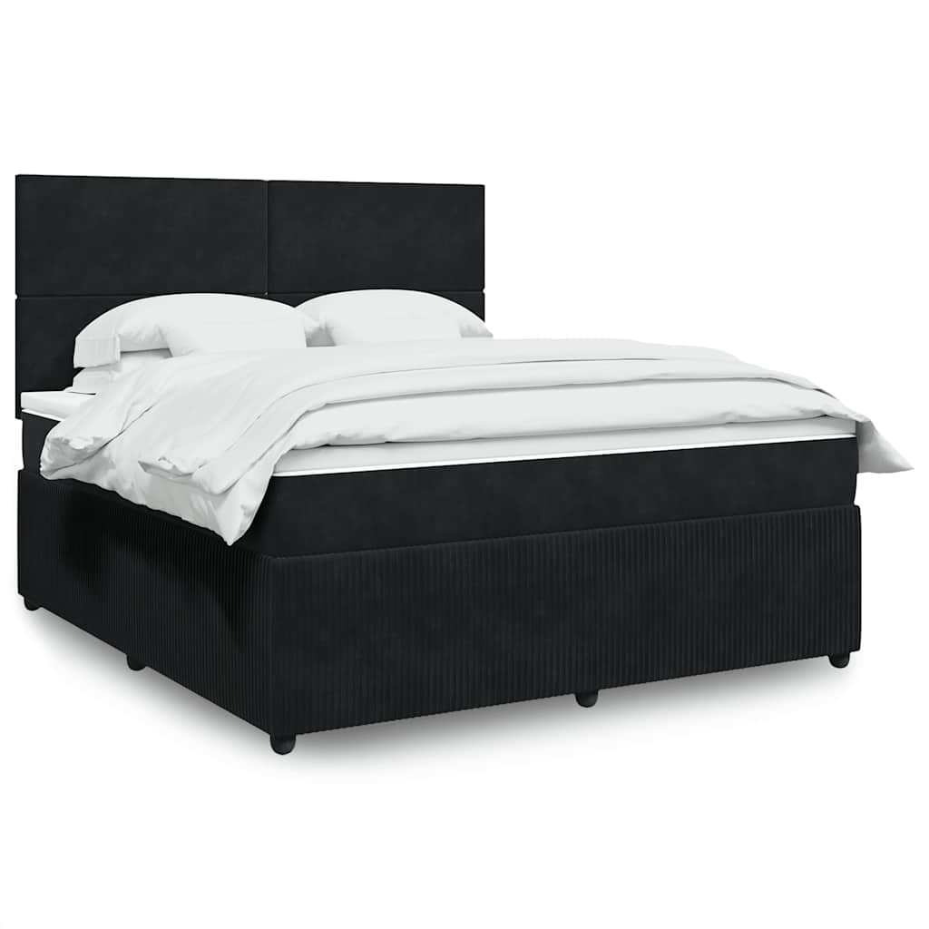 Κρεβάτι Boxspring με Στρώμα Μαύρο 180x200 εκ. Βελούδινο - Pakobazaar