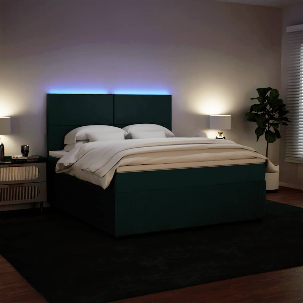 Κρεβάτι Boxspring με Στρώμα Σκούρο Πράσινο 180x200εκ. Βελούδινο - Pakobazaar