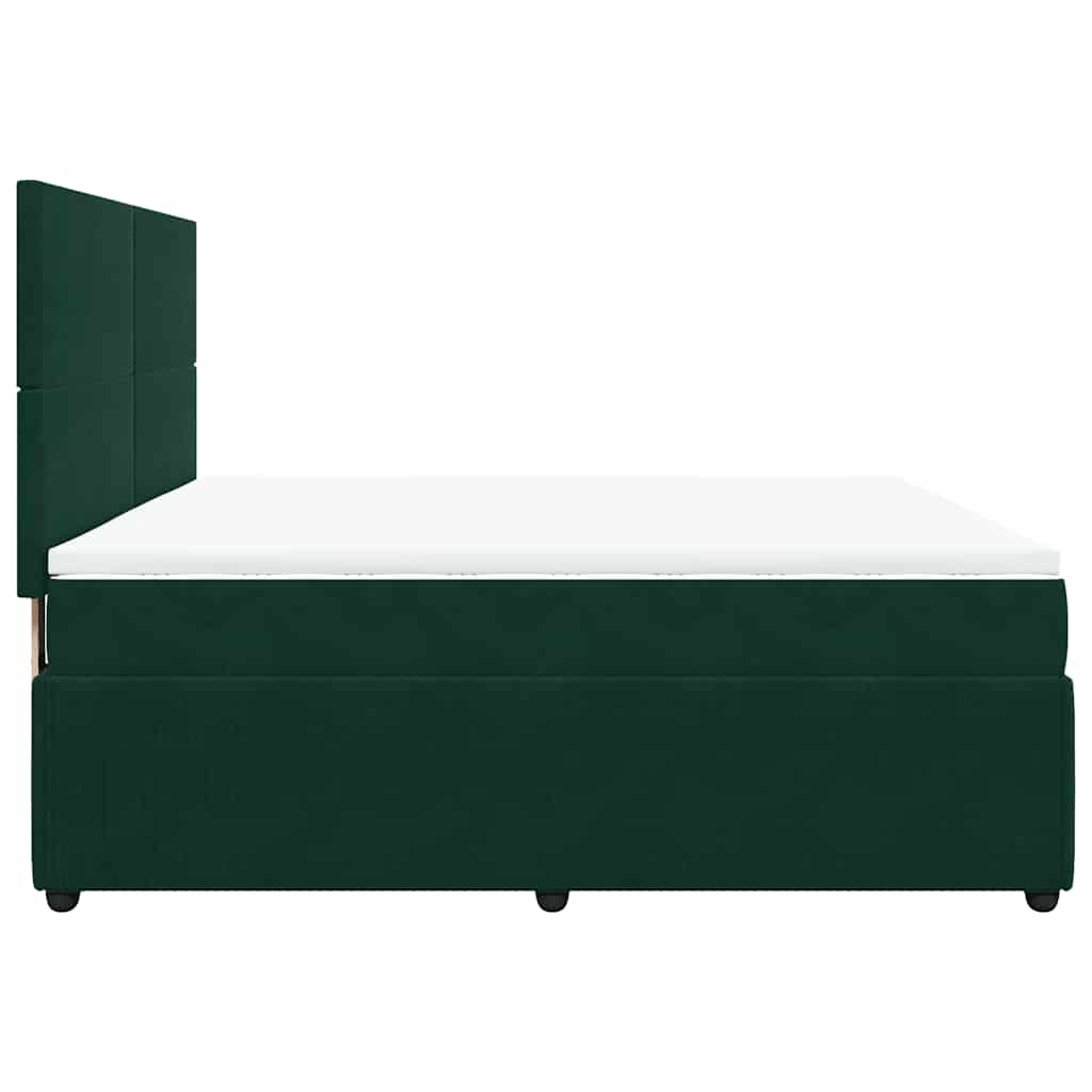Κρεβάτι Boxspring με Στρώμα Σκούρο Πράσινο 180x200εκ. Βελούδινο - Pakobazaar