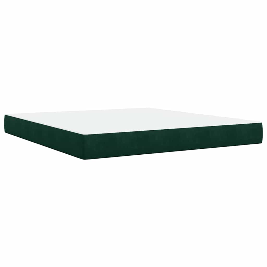 Κρεβάτι Boxspring με Στρώμα Σκούρο Πράσινο 180x200εκ. Βελούδινο - Pakobazaar