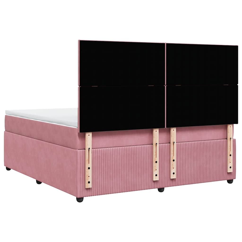 Κρεβάτι Boxspring με Στρώμα Ροζ 180x200 εκ. Βελούδινο