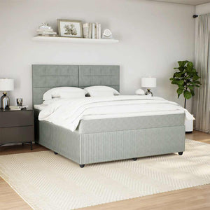Κρεβάτι Boxspring με Στρώμα Ανοιχτό Γκρι 180x200 εκ. Βελούδινο - Pakobazaar