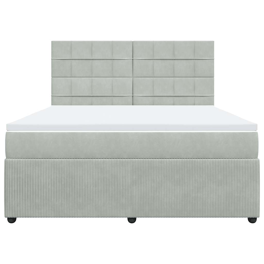 Κρεβάτι Boxspring με Στρώμα Ανοιχτό Γκρι 180x200 εκ. Βελούδινο - Pakobazaar