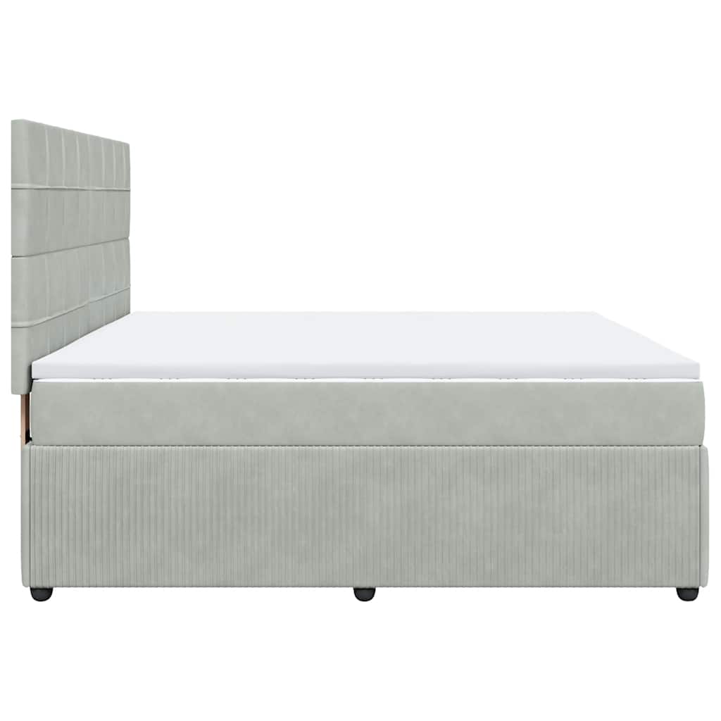 Κρεβάτι Boxspring με Στρώμα Ανοιχτό Γκρι 180x200 εκ. Βελούδινο - Pakobazaar