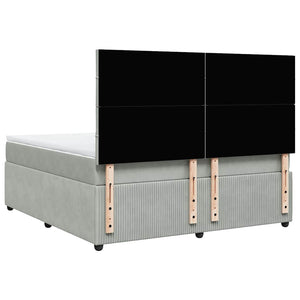 Κρεβάτι Boxspring με Στρώμα Ανοιχτό Γκρι 180x200 εκ. Βελούδινο - Pakobazaar