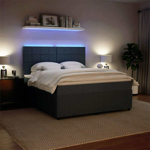 Κρεβάτι Boxspring με Στρώμα Σκούρο Γκρι 180x200 εκ. Βελούδινο - Pakobazaar